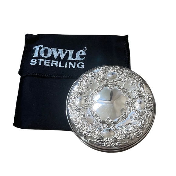 Towle Accessories - Vintage Towle | Sterling Silver Repousse Compact Makeup Mirror New In Box